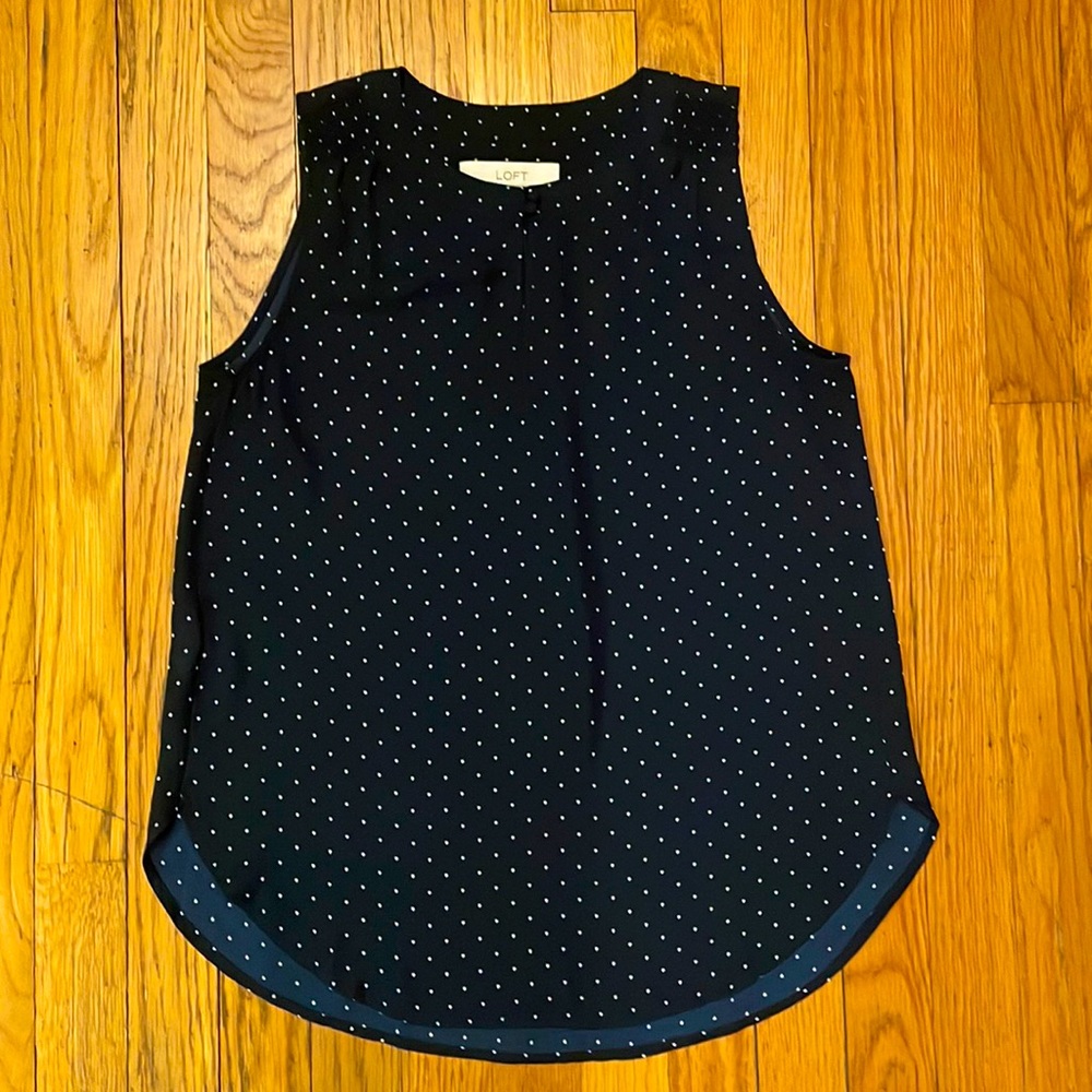 LOFT Navy Star Print Sleeveless Shell Tank Top XS